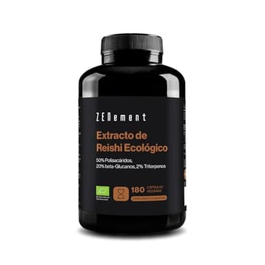 Extrato de Reishi Ecológico 12000 mg (20:1) - 50% Polissacarídeos, 20% Beta-Glucanos, 2% Triterpenos (Ganoderma Lucidum) - 180 Cápsulas Veganas (6 Meses) - Sem Aditivos, Sem OGM - Zenement
