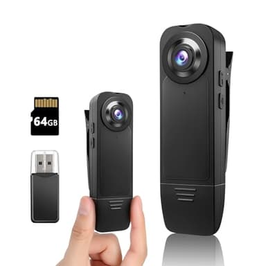 kaysunlink Mini câmara corporal melhorada 1080p, câmara corporal de polícia de 64 GB, cartão de memória, câmara desgastada pelo corpo, portátil de alta qualidade, câmara de vídeo de gravação de vídeo