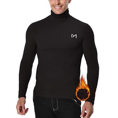 MEETYOO Camisola Interior Térmica para Homem Camisola de Lã de Manga Comprida para Homem, Camisola Térmica para Fazer Esqui, Camisola para Viajar no Inverno, Preto, L
