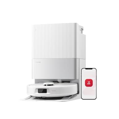 roborock Qrevo S5V Robô aspirador de 12.000 Pa de sucção, duplo escova anti-emaranhados, evitação inteligente de obstáculos, duplo mopa giratória e ajustável, auto-esvaziamento e recarga, branco