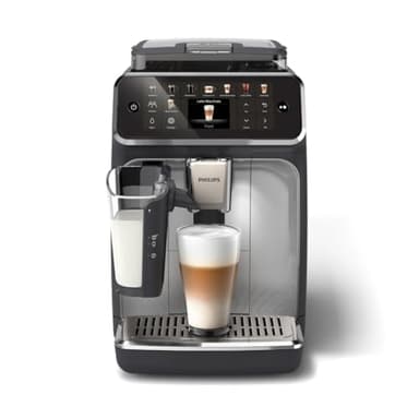 Philips Cafeteira totalmente automática série 5500 - 20 cafés quentes e gelados, sistema de leite QuickClean LatteGo, 40% mais silencioso graças à SilentBrew, QuickStart, preto e prata (EP5546/70)