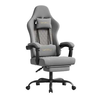 WOLTU Cadeira Gaming Ergonómica, Cadeira de Escritório com Suporte Lombar de Massagem e Apoio de Pés Retrátil, Cadeira Giratória com Grande Assento de Mola, Capacidade de 150 kg, Tecido de Malha
