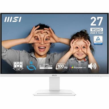 MSI Pro MP273QW E2 Monitor profissional WQHD de 27", painel IPS 2560 x 1440, 100 Hz, ecrã agradável à vista, altifalantes integrados, inclinação ajustável, HDMI 2.0b, DP (1,2 a)