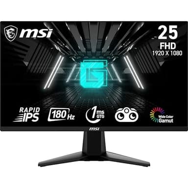 MSI G255F - Monitor de Gaming de 24,5", FHD (1920x1080), 180 Hz / 1ms, Adaptive-Sync, Display Port 1.2a, HDMI 2.0b, Preto