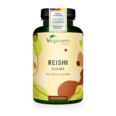 Reishi Puro Vegavero | Dose Mais Alta: 13000 mg (10:1) | Com 40% Polissacarídeos & 20% Betaglucanos | Ganoderma Lucidum | Sem Aditivos & Vegano | 120 Cápsulas