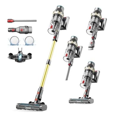 Linkifly Aspirador sem cabo 50 Kpa/550 W/70 Min, aspirador vassoura sem cabo potente, bateria removível, ecrã LED inteligente, escova anti-emaranhados, adequada para pavimentos/tapetes/pêlos de