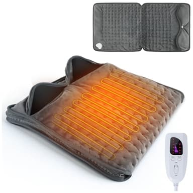 Ninonly 40 x 80 Aquecedor de pés elétrico design com fecho de correr com 6 níveis de temperatura e 4 temporizador fecho automático aquece pés elétrico de camada dupla lavável à máquina para mulheres