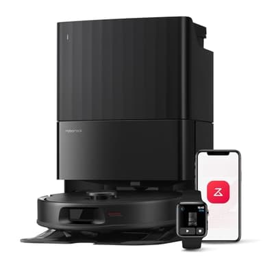 roborock Robot Aspirador QV 35A, 8000Pa de sucção, Duas mopas giratórias e ajustáveis, escovas anti-emaranhados, tecnologia reativa para evitar obstáculos, navegação e mapeamento, Preto