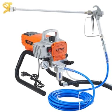 VEVOR Pulverizador de pintura, 1800 W, máquinas de pintura sem ar, 1,8 l/min, pistola de pulverização elétrica sem ar, pressão máxima, 3000 PSI, com mangueira de 9 m, para parede, móveis, exterior
