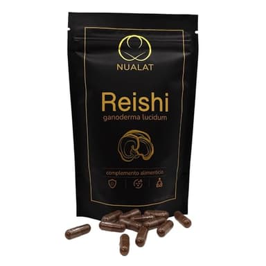 NUALAT Extrato de Reishi, Ganoderma Lucidum, 420 mg, cápsulas vegetais, 55% beta-glucanos, 5,12% triterpenos, para descanso, imunidade e equilíbrio emocional