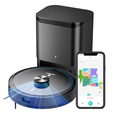 OKAYBOT V2 Robot aspirador e lavatório de chão com esvaziamento automático de 3,5 l, 4000 Pa, navegação LiDAR, mapeamento 3D, APP controlo, aspirador robot ideal para pêlos de animais de estimação