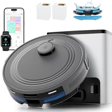Lefant Robot aspirador e esfregona de chão 10 000pa, auto-limpeza 75 dias, navegação LiDAR dToF, evasão obstáculos PSD de 190°, 240 min, bateria 5200 mAh, mapeamento inteligente aspirador robô, App/Alexa/Iwatch