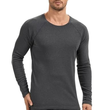 AMZSPORT Camisola Térmica Homem de Manga Comprida Cálida Interior Gola Redonda Camada Base, Médio