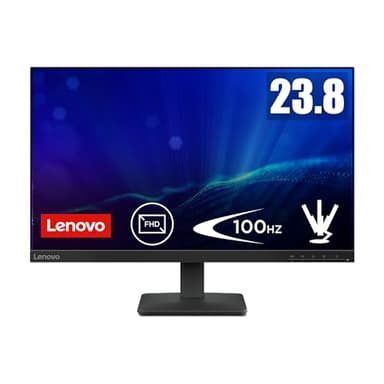 Lenovo L24-4e Monitor FHD de 23,8" (IPS, 1920 x 1080, taxa de atualização de 48 Hz, tempo de resposta de 4 ms, HDMI 1,4, VGA, VESA 100 x 100 mm) Suporte de inclinação Ação, preto