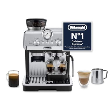 De'Longhi Perfetto La Specialista Arte, Máquina de Café Expresso e Cappuccino com Bomba, Máquina de Café em Grão, 3 Receitas Pré-definidas, 8 Configurações de Moagem, EC9155.MB, Metal/Preto