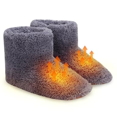 PLLYPE Sapatilhas com aquecimento elétrico, aquecedor de pés com aquecimento USB, aquecedores elétricos de pés, para o inverno, para mulher e homem, cinzento (39-43)