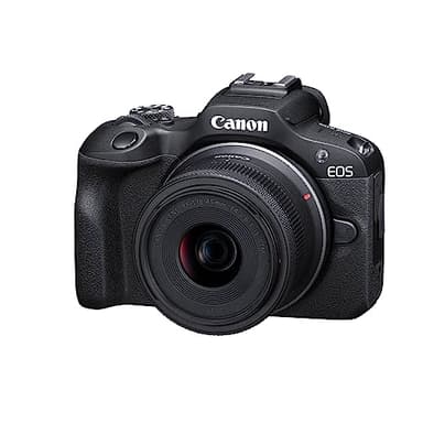 CANON EOS R100 Câmara Mirrorless lente RF-S 18-45 mm F4,5-6,3 IS STM, câmara móvel APS-C (24,1 MP) -4 EV, vídeo 4K 25 fps, duplo pixel CMOS AF, Wi-Fi e Bluetooth. , preto