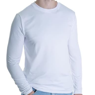 T-shirt de manga comprida para homem, t-shirt térmica para corrida para homem, tecido respirável que absorve a humidade, ideal para desportos e uso diário, vários tamanhos disponíveis, Branco, Médio