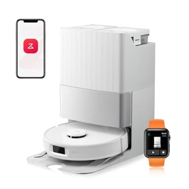 roborock Qrevo Edge S5A Robô aspirador automático e limpa-chão 18.500 Pa, sem emaranhados, escova lateral FlexiArm e mopa, lavagem com mopa de água quente e autolimpeza, secagem com ar quente, branco