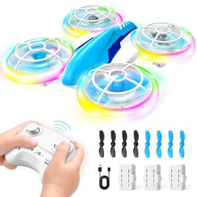 YIKANWEN Dron RC para crianças dos 6 aos 14 anos com luzes LED, voo a 360° e pouso com uma tecla - brinquedo de quadricóptero para meninos e meninas