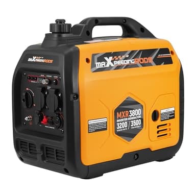 maXpeedingrods 3500W Gerador Elétrico a Gasolina, Gerador de Inverter de 4 Tempos, Silencioso e Leve, Modelo ECO com 2x 230 V, 2x USB para Camping, Caravana, Construção e Emergências