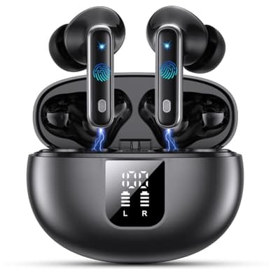 EUQQ Auriculares sem fios Bluetooth 6.1, ajuste confortável, 6 comics ENC