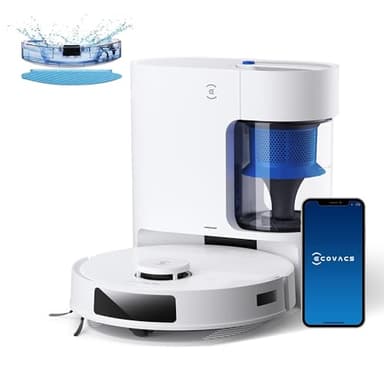 ECOVACS DEEBOT N20 Plus Robot aspirador e limpa-chão, potência de sucção de 8000 Pa, estação Dustbagless PureCyclone, anti-emaranhamento de cabelo, tempo de funcionamento de até 300 minutos