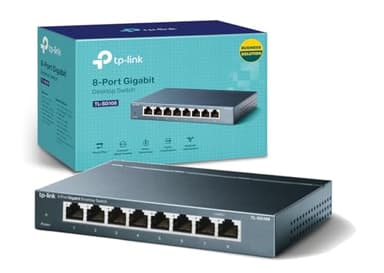 TP-Link TL-SG108 V3.0, Switch de Mesa Red (10/100/1000 Mbps, Carcaça de Aço, IEEE 802.3 X, Auto-MDI/MDIX, Plug and Play, Economia de Energia, Portas RJ45), 8 Portas Gigabit, Cor preto