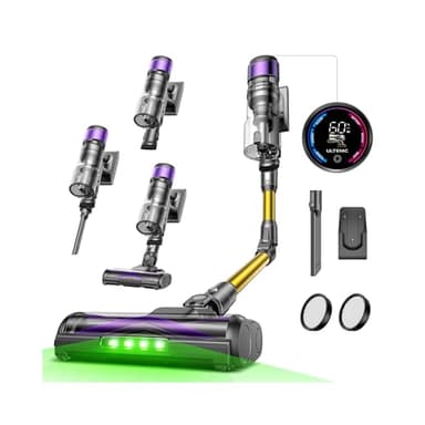 Ultenic U20 Aspirador sem cabo 55 Kpa/55 Min, escova anti-emaranhado melhorada, aspirador vassoura com braço flexível, limpeza ultra-profunda baixo móveis sem abafar, para tapete / pêlos de animais de estimação