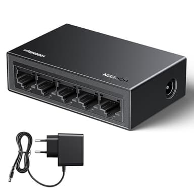 UGREEN Switch Ethernet 5 portas, comutador de rede LAN Splitter Gigabit velocidade de 10/100/1000 Mbps, ajuste duplex, plug and play, hub RJ45 para TV/portátil/roteador/monitor