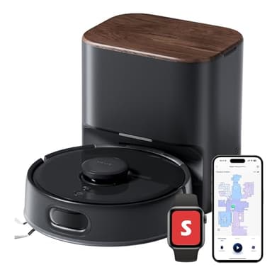 SwitchBot K11 Robô aspirador e lava-piso com mapeamento, mini robô aspirador com base auto-esvaziante para 70 dias, navegação LiDAR, compatível com Alexa, WiFi 2.4G, preto