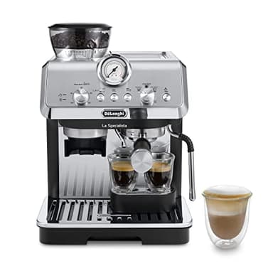 De'Longhi Perfetto La Specialista Arte, Máquina de Café Expresso e Cappuccino com Bomba, Máquina de Café em Grão, 3 Receitas Pré-definidas, 8 Configurações de Moagem, EC9155.MB, Metal/Preto