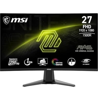 MSI mag 27C6F Monitor curvo Gaming FHD de 27", 1500R 1920 x 1080, painel VA rápido, 180 Hz / 0,5 ms (GtG, mín. ), Sincronização adaptativa, DP 1.2A, HDMI CEC
