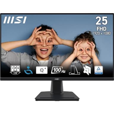MSI Pro MP252 Monitor profissional Full HD de 24,5", painel IPS 1920 x 1080, 100 Hz, ecrã Eye-Friendly, altifalantes integrados, inclinação ajustável, HDM 2.0b, DisplayPort 1.4a