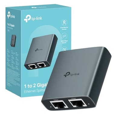 TP-Link EH210 - Switch ethernet, adaptador Switch gigabit 1 a 2 portas RJ45, Splitter Duplicador, carcaça de liga de alumínio, até 1000 Mbps, Plug & Play, compatível com Cat5e/6/7/8