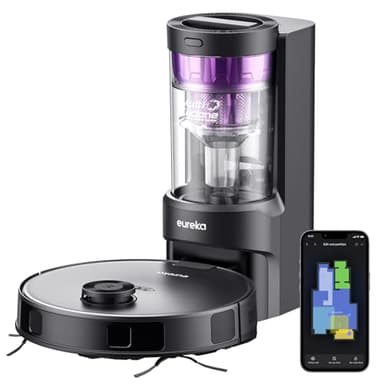 Eureka NERE10s Robot Aspirador e esfregona com esvaziamento automático de pó, aspirador Robot 4000 Pa, autonomia 180 min, detecção obstáculos de navegação LiDAR, controlo de APP para carpete e pisos