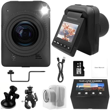 Câmara de lapso de tempo 4K, 3200 W, IP66, impermeável, com bateria de 6 meses, cartão TF de 64 GB, ecrã basculante de 2 polegadas, gravação macro, para registar obras de construção