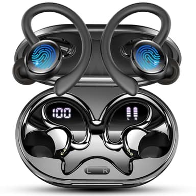 2026 Novos auriculares sem fios desportivos, auriculares Bluetooth 5.4 HiFi estéreo com 4 HD Mic, 50H capacetes sem fios Bluetooth com cancelamento de ruído ENC, ecrã LED/IP7 impermeável capacetes