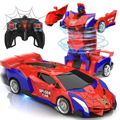 Carro telescópico crianças 3 4 5 6 7 8 9 anos, 2 em 1 rádio controlo transformar RC carros / robôs rotação 360° carros brinquedos Spider, jogos infantis presentes de aniversário Natal meninos meninas