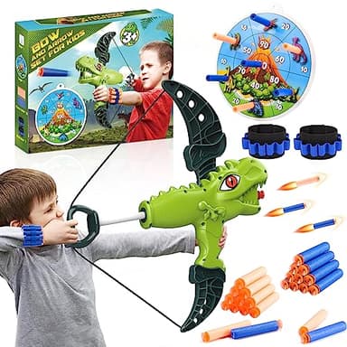 Toyzey Brinquedos crianças 4 5 6 7 8 9 10 anos, arco e flechas para crianças presentes para crianças 3-12 anos brinquedos ao ar livre 3-12 anos dinossauro brinquedos crianças 3-8 anos com arco