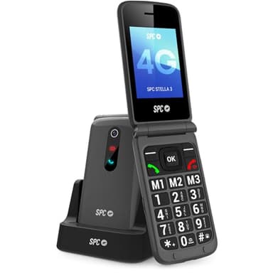 SPC Stella 3 - Telemóvel para idosos, 4G, teclas grandes, preto