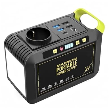 MARBERO Estação de energia portátil de 88 Wh, gerador solar, bateria com tomada de 230 V CA, 120 W, armazenamento de corrente móvel com lanterna LED para campismo, viagens, auto-caravanas, casa