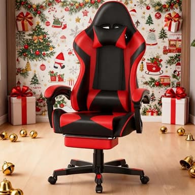 Soontrans Cadeira Gaming ergonómica, cadeira Gamer com massageador, tapete de rato, apoios para os pés, apoio de cabeça, couro sintético, altura ajustável, cadeira Gaming para jogos online (preto e